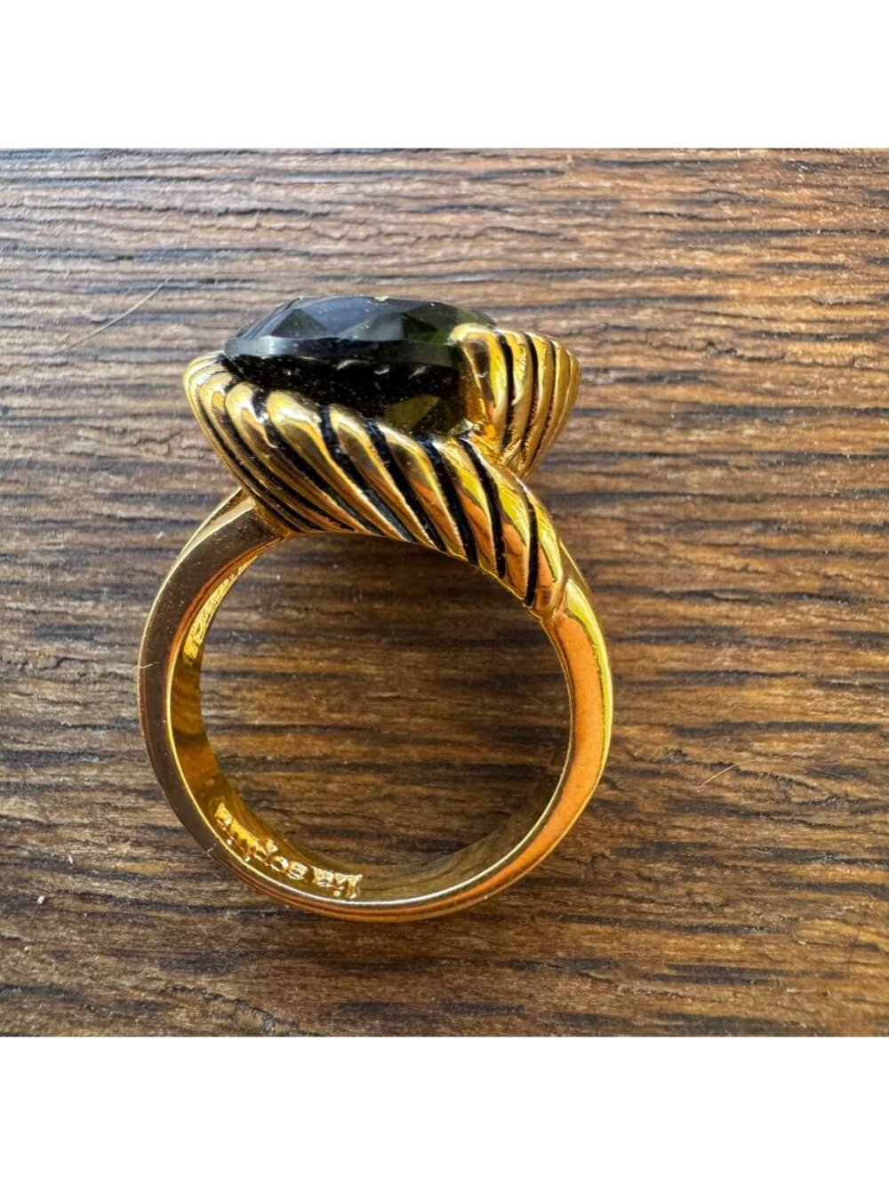 Lia Sophia Gold-Plated Ring With Black Faceted Stone Size 11 Vintage Style